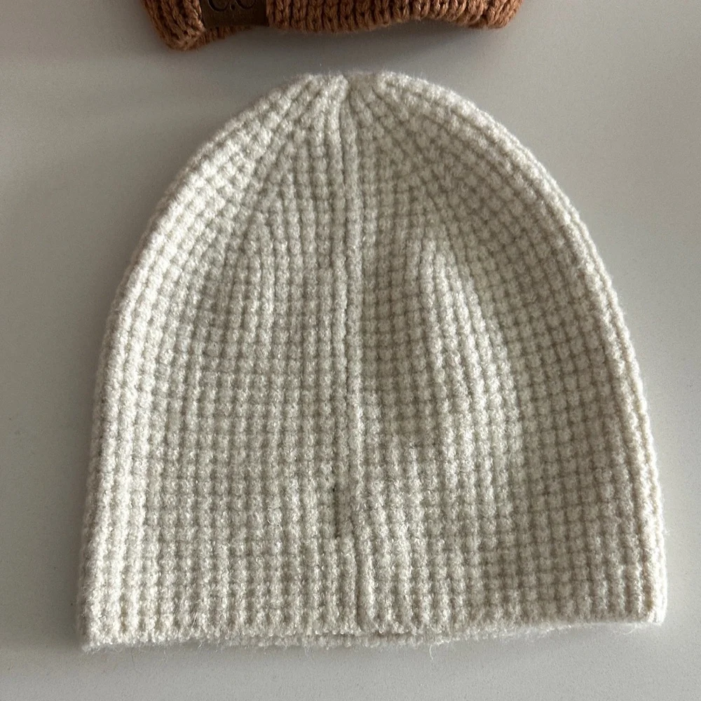Warm Brown and Cream Beanie Duo - Picture 2 of 6